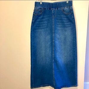 Long denim skirt